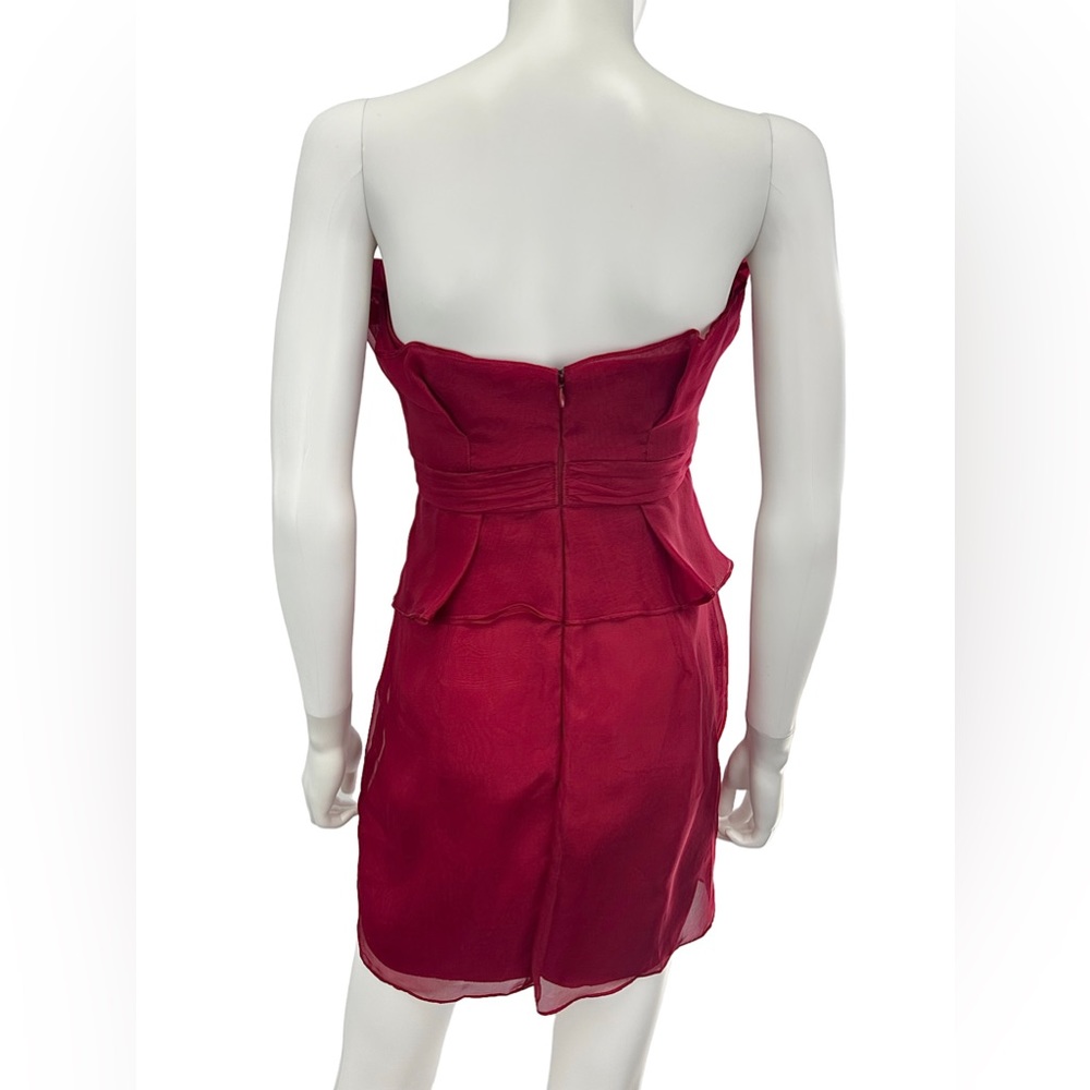 A.B.S. 100% Silk Red Strapless Cocktail Dress, NWT E0230 - Picture 6 of 13